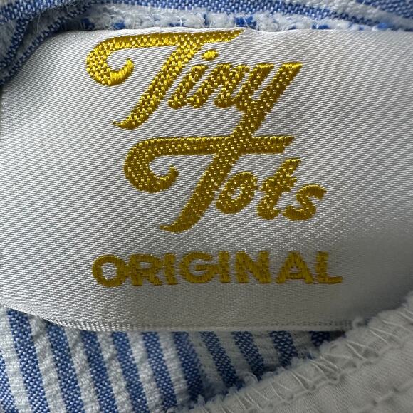 Tiny Tots Vintage 12 Month Blue White Floral Bubble Romper Outfit - Picture 8 of 9